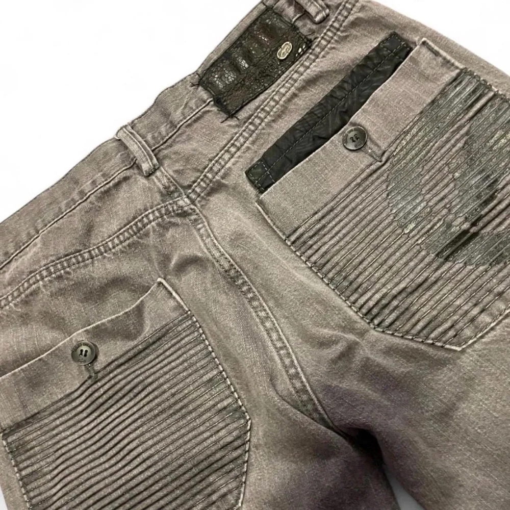 Vintage Ecko Unltd. Straight Fit Grey Wash Moto Style Denim Jeans W34‎ L32